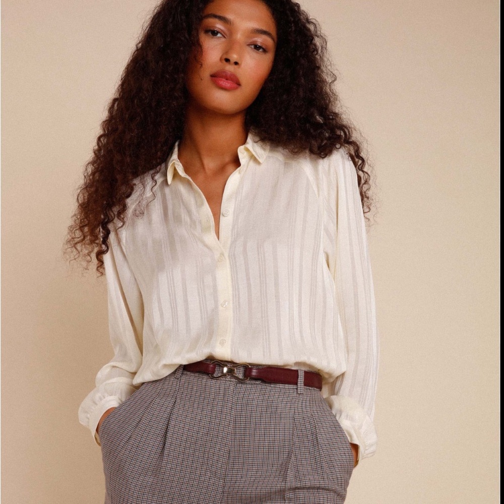 Rouje Barnabe Long Sleeve shirt, cream, size small